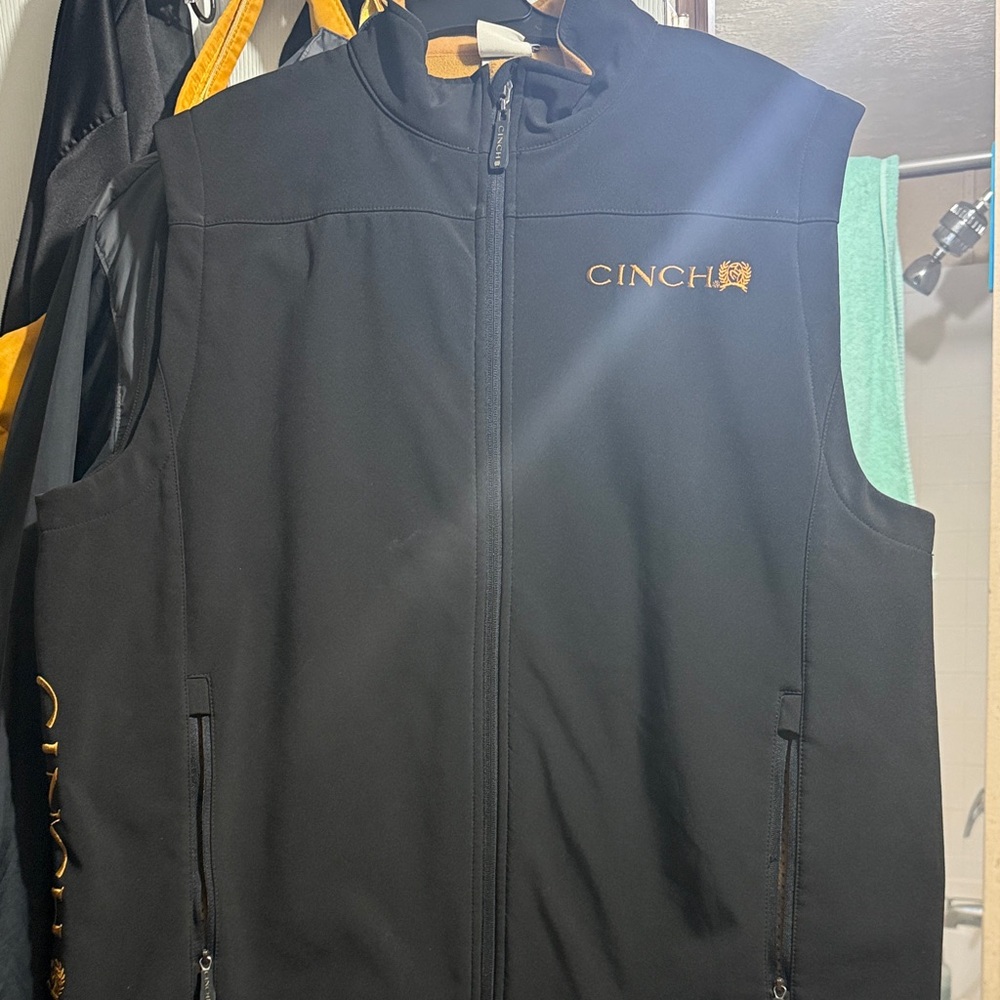 Cinch Black Vest with Gold Embroidery
